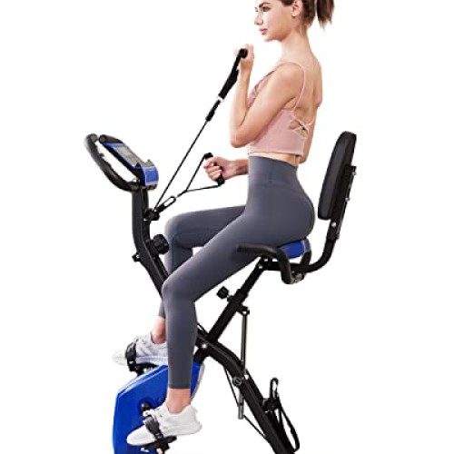 Exercise Bike, WHTOR Stationary Bike 4 in 1 Foldable Exercise Bike...
