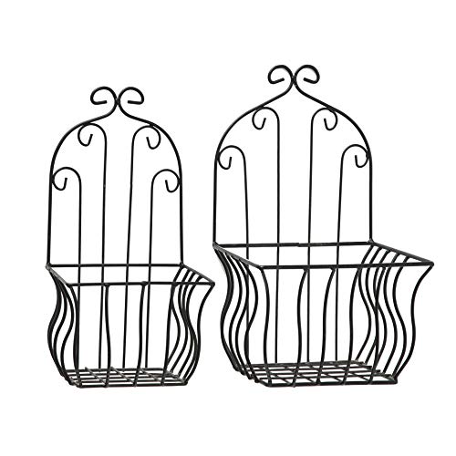 French Country Wall Baskets for Plants, Set of 2, Crested Arabesqu...