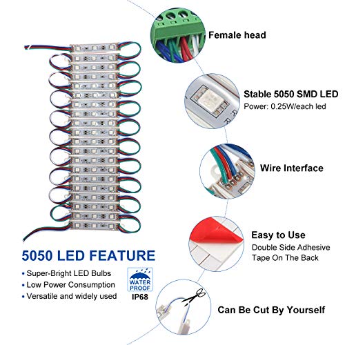 WICHEMI Storefront Lights 100ft 200 Pieces 3 Led 5050 SMD LED Ligh...