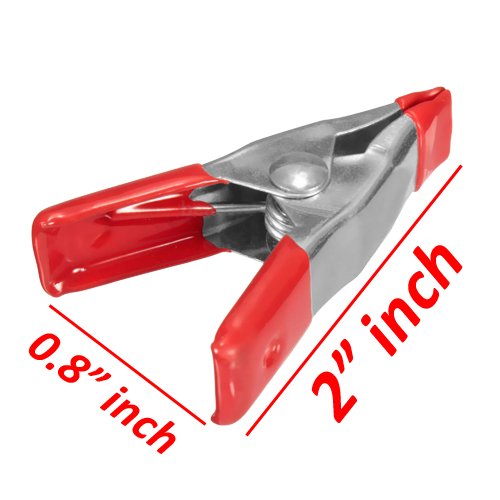 Wideskall 2 inch Mini Metal Spring Clamps w/Red Rubber Tips Clips...
