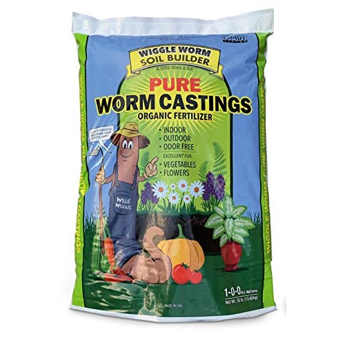 Worm Castings Organic Fertilizer, Wiggle Worm Soil Builder, 30-pounds