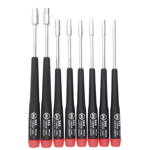Wiha 26590 Nut Driver Set with Precision Handle, 2.5 to 6mm, 8 Pie...