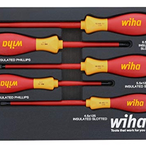 Wiha 32081 | 5 Piece Insulated SoftFinish Cushion Grip Screwdriver...