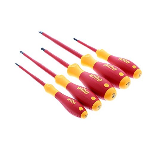 Wiha 32091 5-Piece 1000-Volt Slotted and Phillips Insulated Screwd...