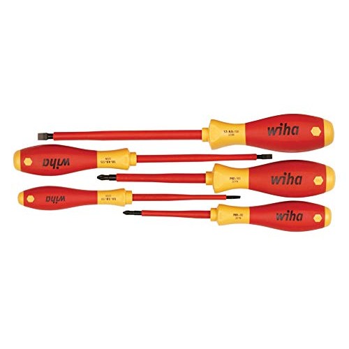 Wiha 32091 5-Piece 1000-Volt Slotted and Phillips Insulated Screwd...