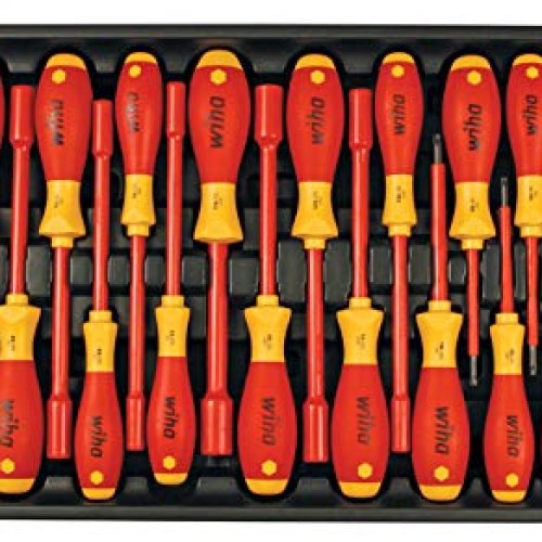Wiha 32800 Insulated Tool Set with Screwdrivers, Nut Drivers, Plie...