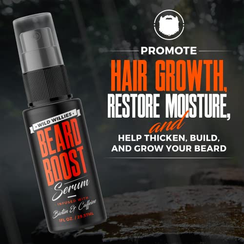 Beard Growth Serum with Biotin & Caffeine by Wild Willies - Natura...