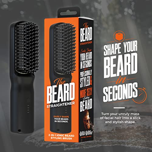 Beard Straightener for Men Brush by Wild Willies - 2-in-1 Heated B...