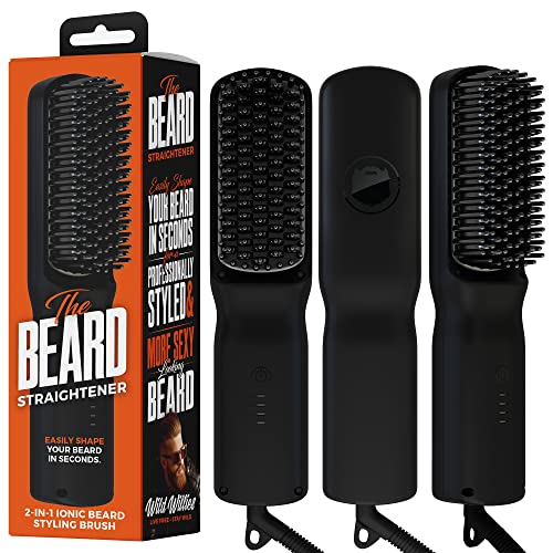 Beard Straightener for Men Brush by Wild Willies - 2-in-1 Heated B...