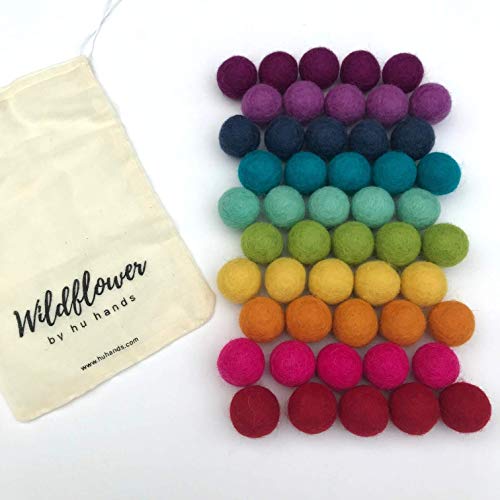 Wildflower by Hu Hands Rainbow Party - 100% Handmade Wool Felt Pom...