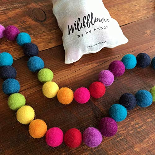 Wildflower by Hu Hands Rainbow Party - 100% Handmade Wool Felt Pom...