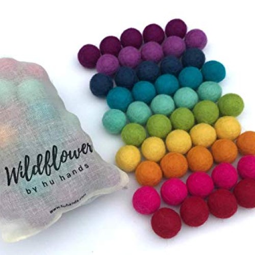 Wildflower by Hu Hands Rainbow Party - 100% Handmade Wool Felt Pom...