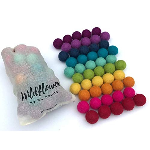 Wildflower by Hu Hands Rainbow Party - 100% Handmade Wool Felt Pom...