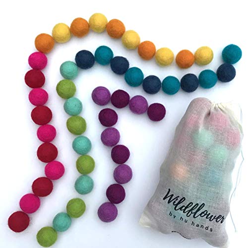 Wildflower by Hu Hands Rainbow Party - 100% Handmade Wool Felt Pom...