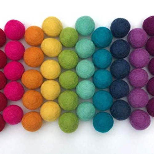 Wildflower by Hu Hands Rainbow Party - 100% Handmade Wool Felt Pom...