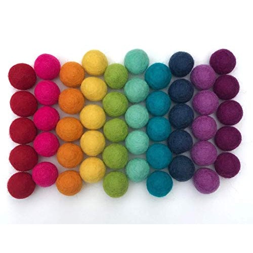 Wildflower by Hu Hands Rainbow Party - 100% Handmade Wool Felt Pom...