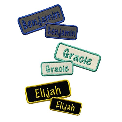 Iron On Or Sew On Name Patches-Matching Set of 2 Custom Embroidere...