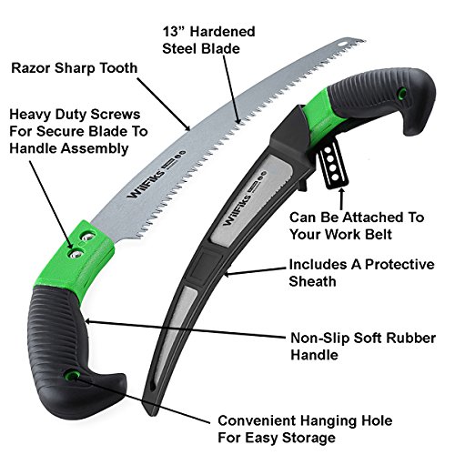 WilFiks Razor Sharp 13 Heavy Duty Curved Hand Saw, Perfect For Sa...