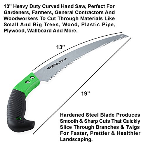 WilFiks Razor Sharp 13 Heavy Duty Curved Hand Saw, Perfect For Sa...