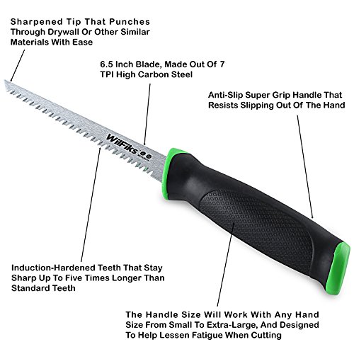 WilFiks Razor Sharp 6.5 Pro Jab Saw, Drywall Hand Saw, Perfect Fo...