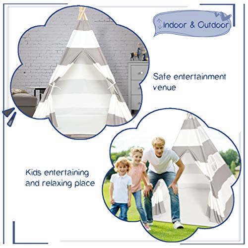 Wilhunter Teepee Play Tent for Kids with Floor Mat & Window & Carr...