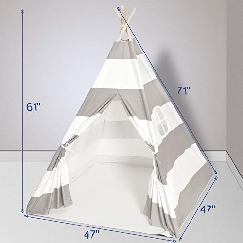 Wilhunter Teepee Play Tent for Kids with Floor Mat & Window & Carr...