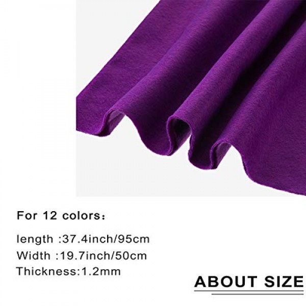 12 Color Large Felt Fabric Sheets, Assorted Color Acrylic Felt Pac...