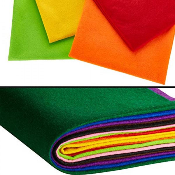 12 Color Large Felt Fabric Sheets, Assorted Color Acrylic Felt Pac...