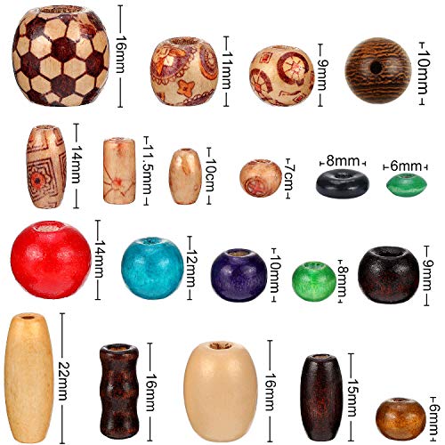 1300 Pieces Wooden Beads Set Includes Printed Wooden Beads Loose W...
