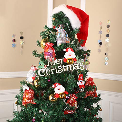 55 Pieces Christmas Organza Bags Red White Silver Snowflakes Organ...