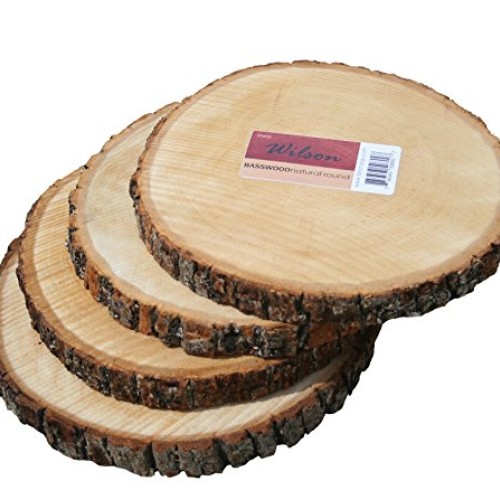Basswood Round Unsanded, Pack of 4, 7-9 inch Diameter x 1 inch Thick
