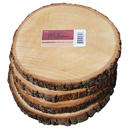 Basswood Round Unsanded, Pack of 4, 7-9 inch Diameter x 1 inch Thick