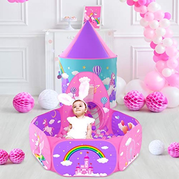 Gift for Girls Playhouse with Drawing Book, Unicorn Princess Castl...