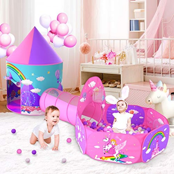 Gift for Girls Playhouse with Drawing Book, Unicorn Princess Castl...
