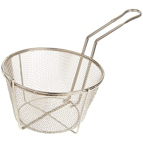 Winco FBRS-8 Round Wire Fry Basket, 8-1/2-Inch, 6-Mesh,Nickel,Medium