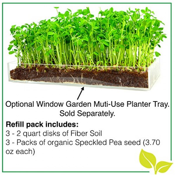 Microgreen Organic Pea Shoot 3 Pack Refill–Pre-measured Soil + See...