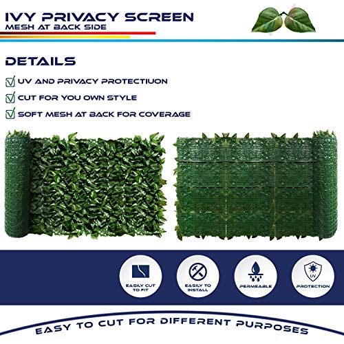 Windscreen4lessArtificial Hedge Faux Ivy Fence Privacy Screen Fake...
