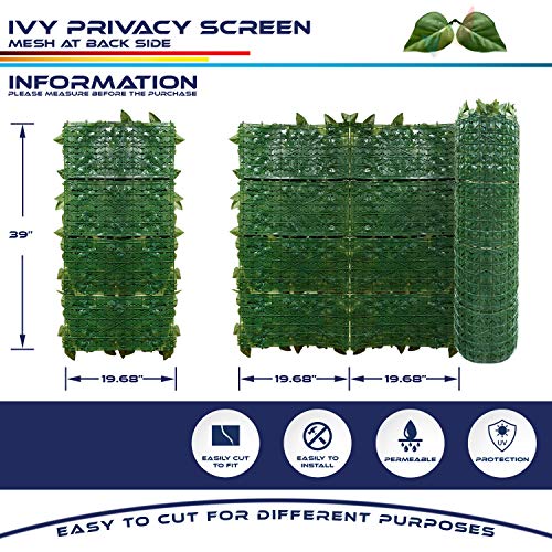 Windscreen4lessArtificial Hedge Faux Ivy Fence Privacy Screen Fake...
