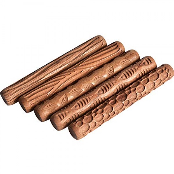 WINGOFFLY 4.7INCH Pottery Tools Wood Hand Rollers for Clay Clay St...