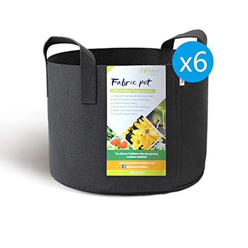 Winner Outfitters 6-Pack 7 Gallon Grow Bags /Aeration Fabric Pots ...