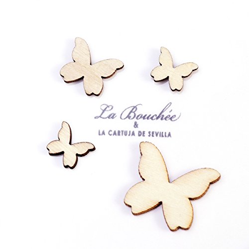 WINOMO 50pcs Mixed Size Wooden Butterfly Cutouts Craft Embellishme...