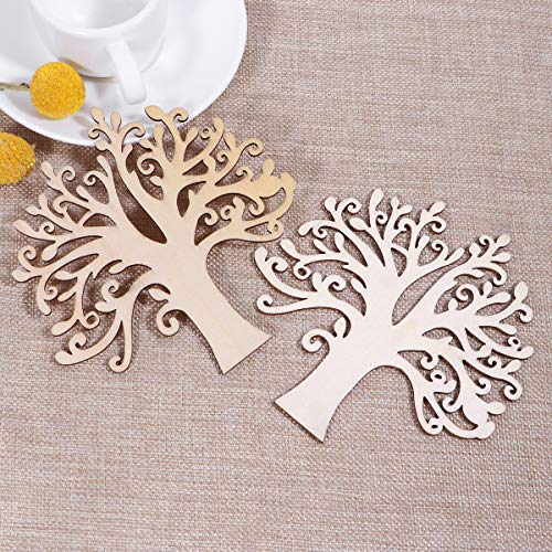 WINOMO Blank Wooden Tree Embellishments for DIY Crafts - 10pcs