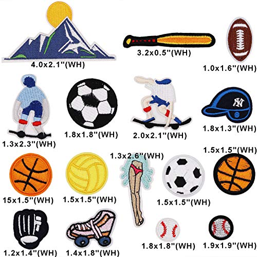 16pcs Ball Sports Equipment Iron on Patches Embroidered Motif Appl...