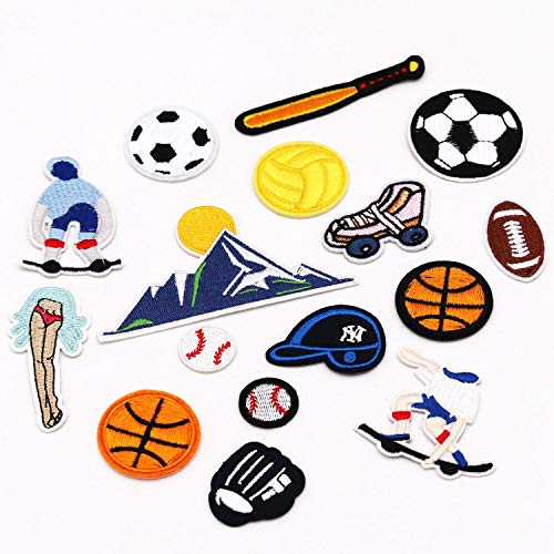 16pcs Ball Sports Equipment Iron on Patches Embroidered Motif Appl...
