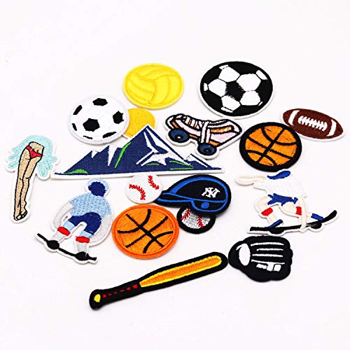 16pcs Ball Sports Equipment Iron on Patches Embroidered Motif Appl...