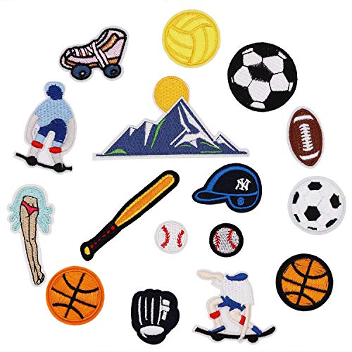 16pcs Ball Sports Equipment Iron on Patches Embroidered Motif Appl...