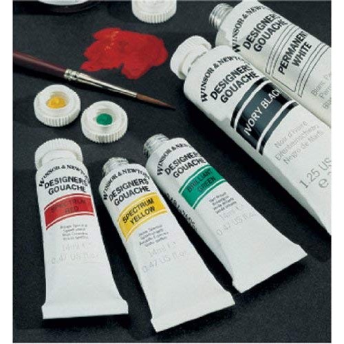 Winsor & Newton Designers Gouache Primary Color 6-Tube Paint Set,...