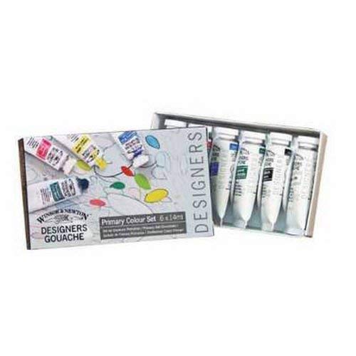 Winsor & Newton Designers Gouache Primary Color 6-Tube Paint Set,...