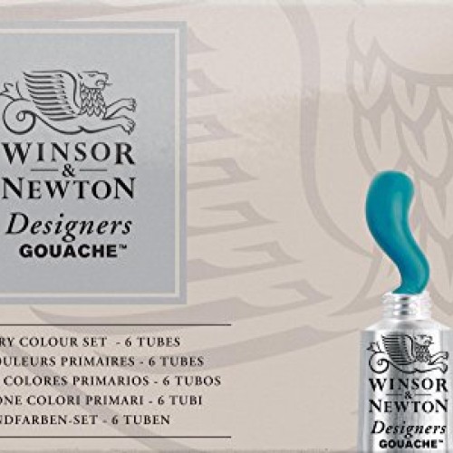 Winsor & Newton Designers Gouache Primary Color 6-Tube Paint Set,...