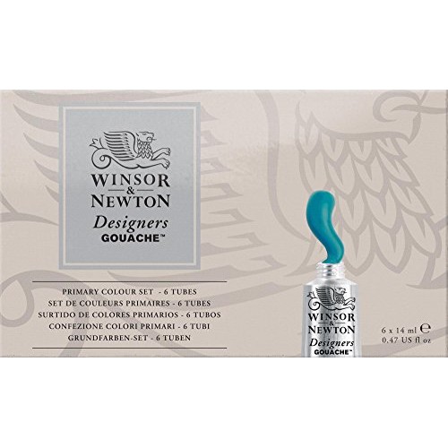 Winsor & Newton Designers Gouache Primary Color 6-Tube Paint Set,...